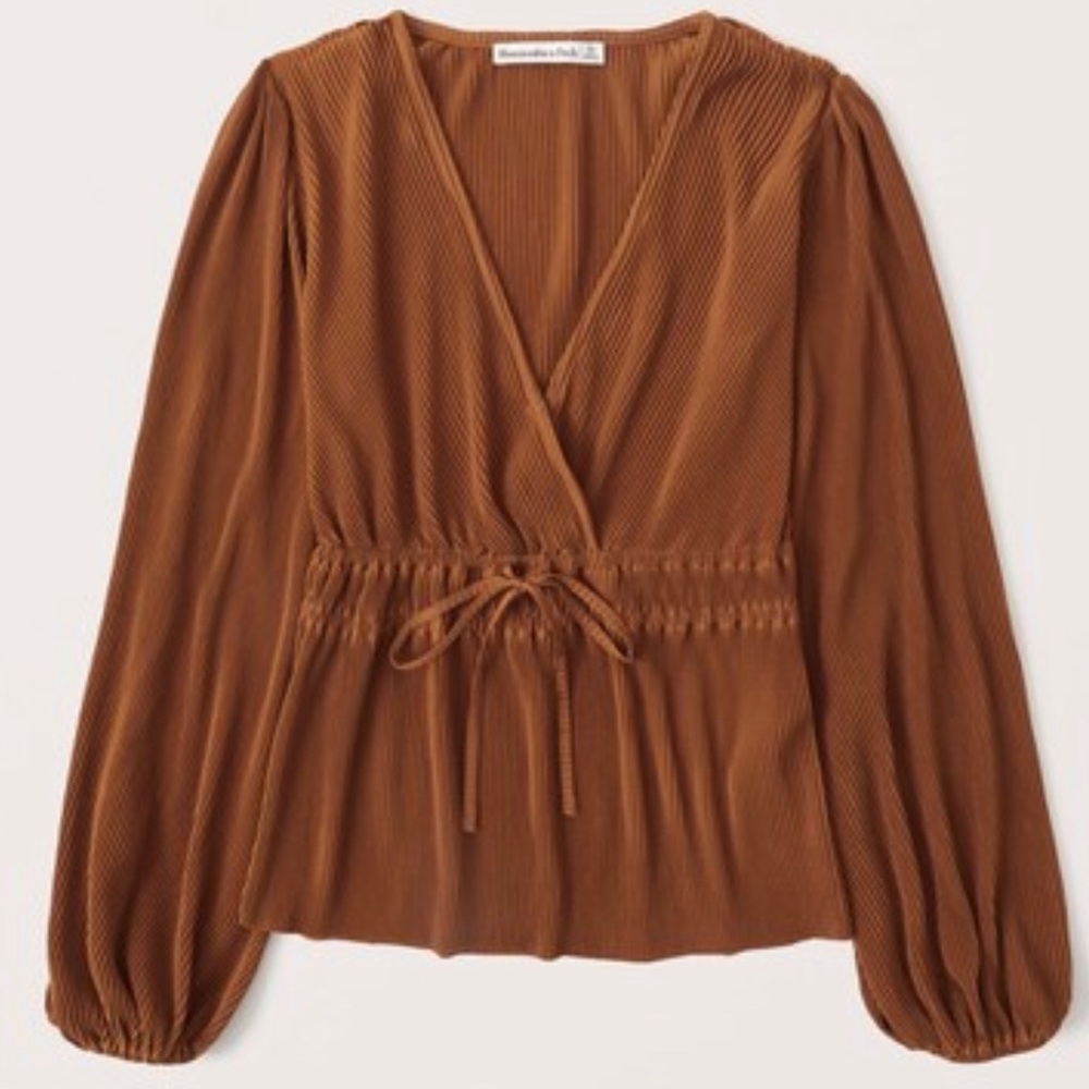 Abercrombie & Fitch rusted orange/orange spice Long-Sleeve Tie-Front Top